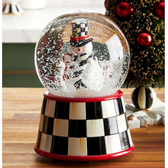 MACKENZIE-CHILDS Nostalgia Snowman Musical Snow Globe #335509-0803 Christmas New - Picture 1 of 4